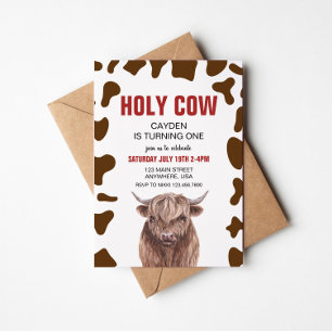 Vache sainte Je suis une Red Plaid Invitation d'an
