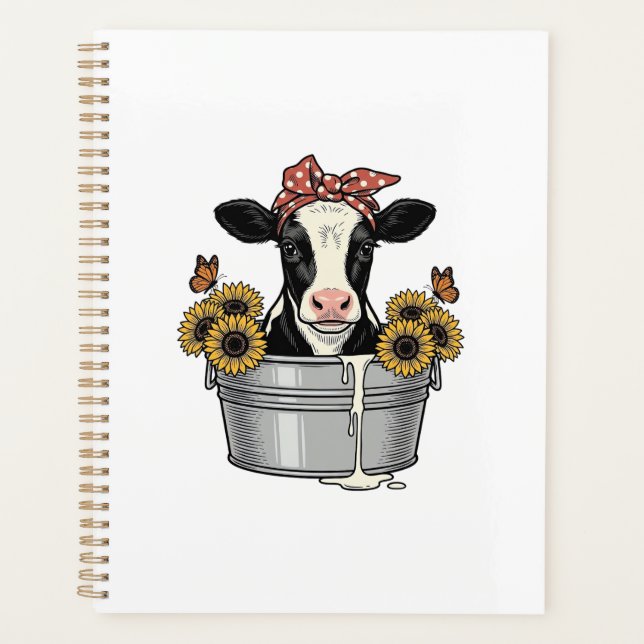 Vache vintage dans une baignoire Tournesol Papillo (Devant)