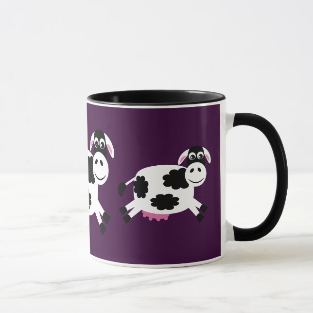 Vaches courantes mignonnes pourpres et tasse noire (Droite)