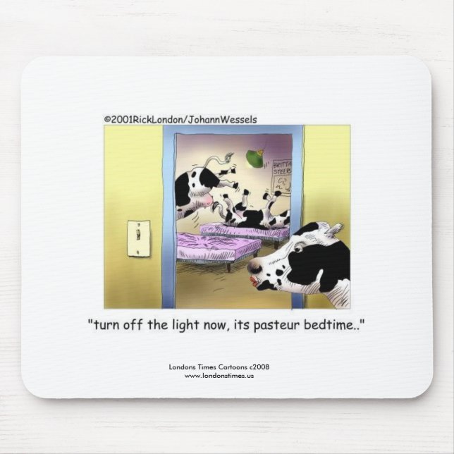 Vaches Drôles : Tapis de Souris "Heure du Coucher  (Devant)