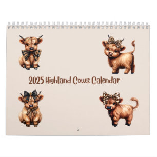 Vaches Highland avec vaches 2025 Calendrier