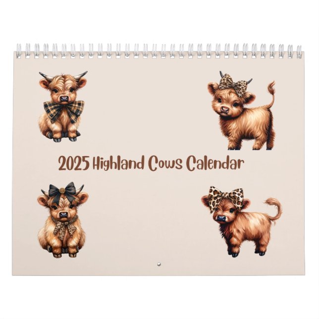 Vaches Highland avec vaches 2025 Calendrier (Protection)
