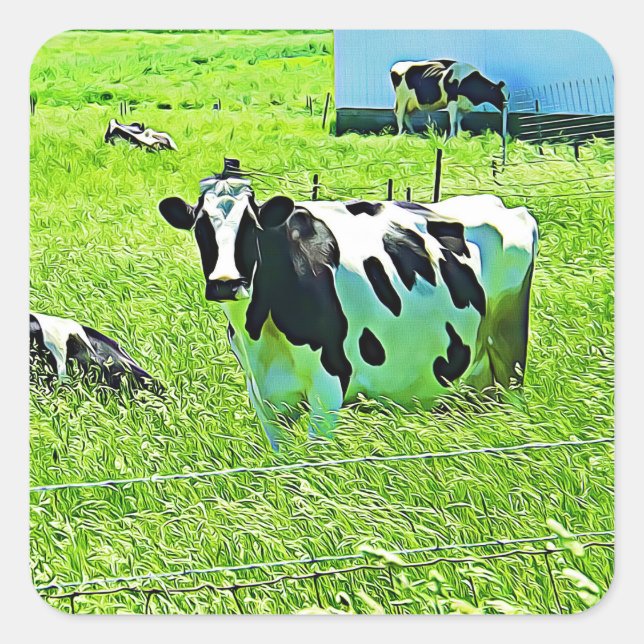 Vaches mignonnes amusantes sur les autocollants de (Devant)