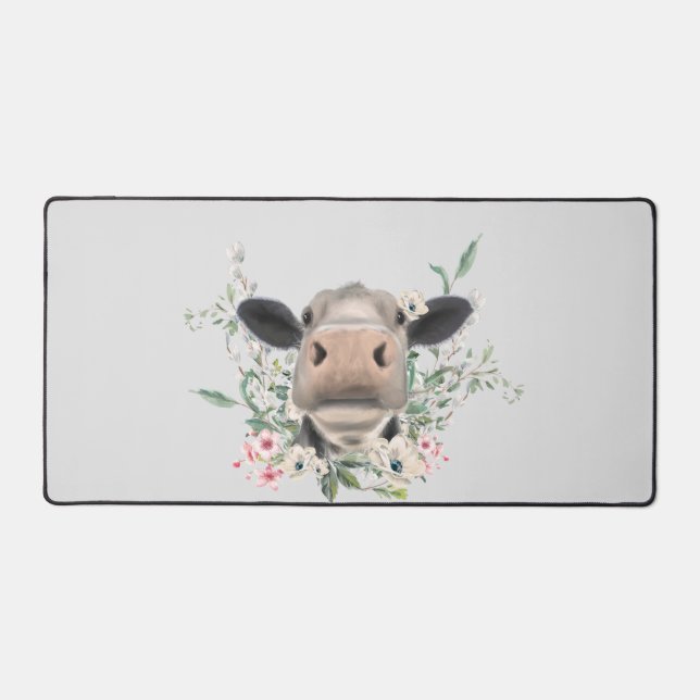 vaches nez baiser fleurs aquarelle gris animal de  (Recto)