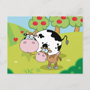Vaches sur la carte postale de la ferme