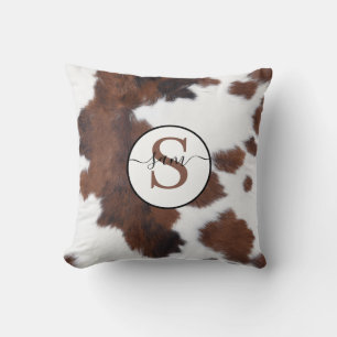 Vachette Brown Monogramme blanc Jeter Oreiller