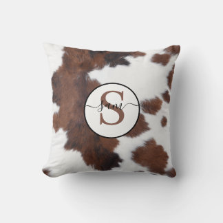 Vachette Brown Monogramme blanc Jeter Oreiller
