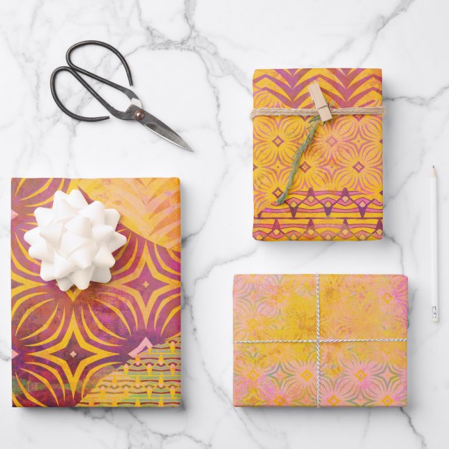 Vague 5 médias mixtes orange ensemble de papier d' (Recto)