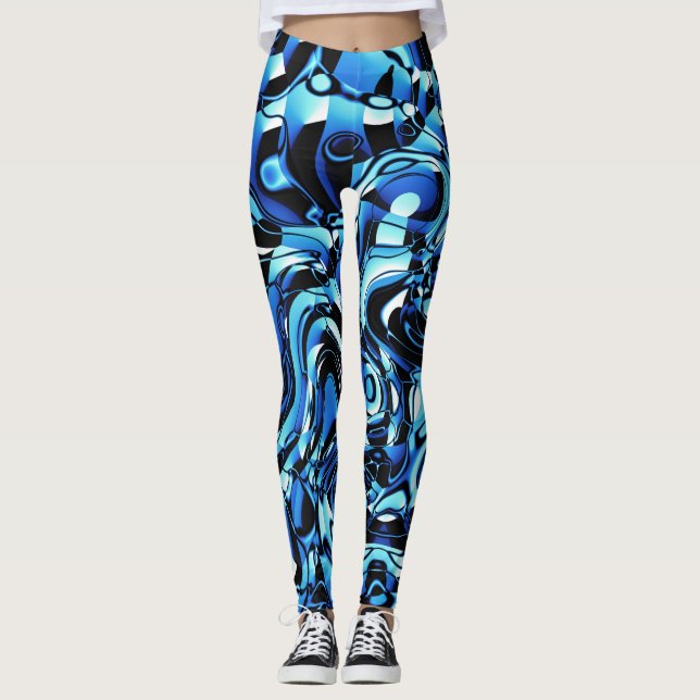 Vague Abstraite 270321 - 02 Leggings Bleus (Devant)