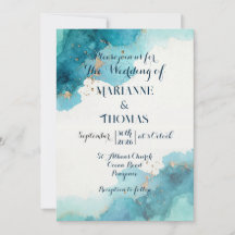 Vague aquarelle - Invitation de mariage