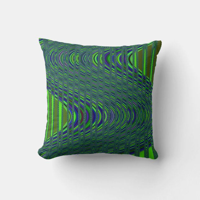 Vague de rayures, oreiller à lancer bleu-vert (Recto)