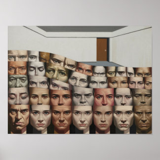 "Vague de visages" Design Imprimer Poster Mur Art