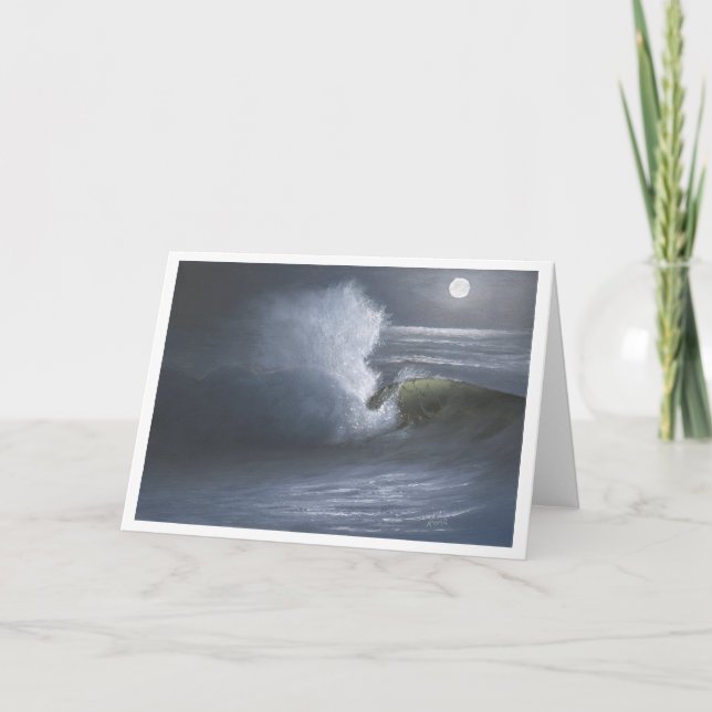 Vague éclairée par la lune - carte de voeux (Devant)