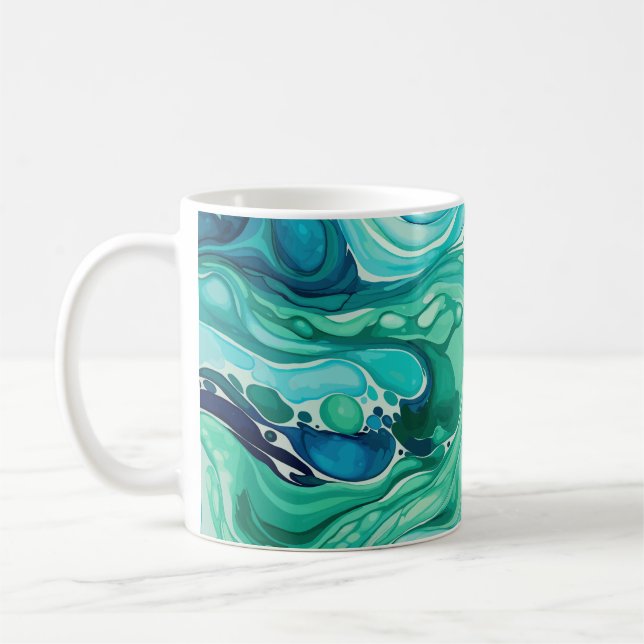 Vague encre 1 Mug classique bleu turquoise, 325 ml (Gauche)