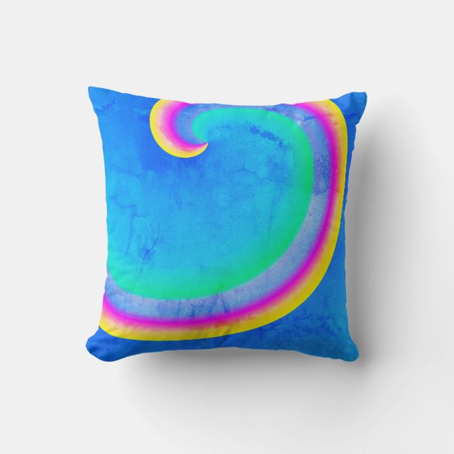 Vague Magique Arc-en-Ciel Curl Blue Coussin (Recto)