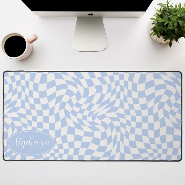 Vague Rétro : Damier Bleu Ondulé Moderne (Créateur téléchargé)