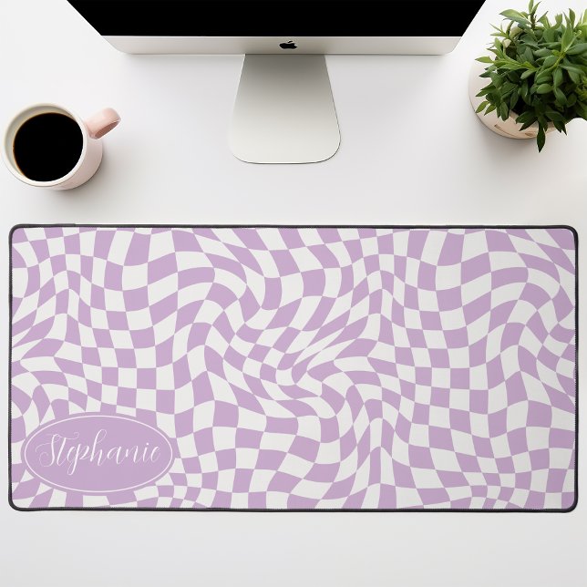 Vague Rétro : Damier Violet Ondulé Moderne (Créateur téléchargé)