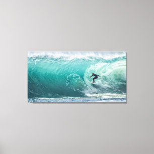 Vague, surfeur, belle toile de paysage Imprimer