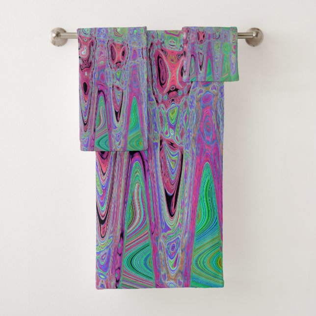 Vagues abstraites atomiques groovy rose et vert ci (En situation)