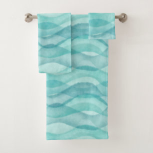 Vagues Abstraites d'aquarelle, Turquoise, Aqua