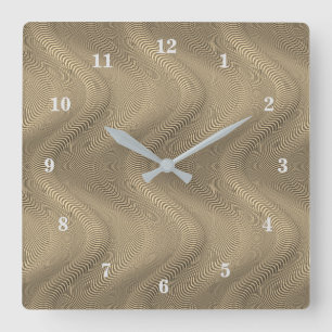 Vagues Abstraites Horloge Murale en Or Art