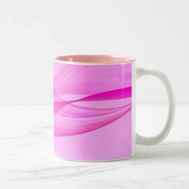 Vagues Abstraites sur un Mug en Céramique Rose (Droit)