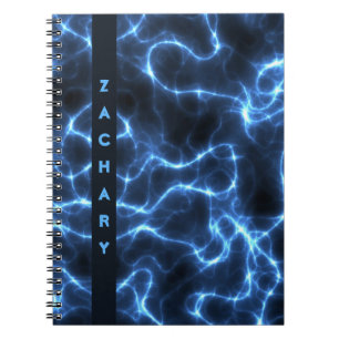 Vagues bleu électrique Carnet Spiral Personnalis