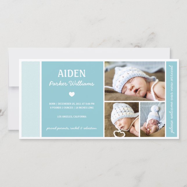 VAGUES CALMES | BÉBÉ GARÇON FAIRE-PART DE NAISSANC (Devant)