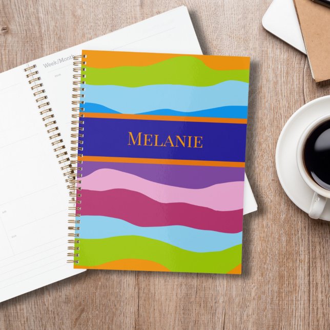 Vagues colorées avec nom (colorful planner / appointment book)