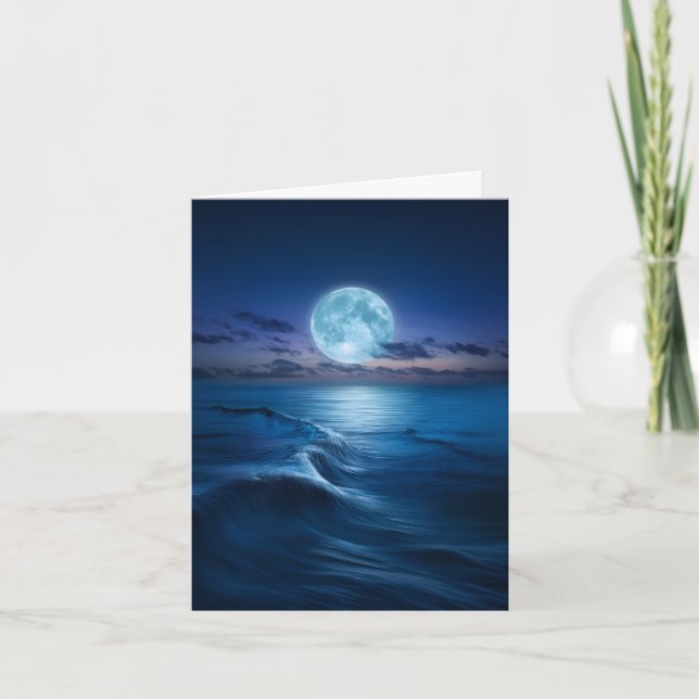 Vagues de l'océan éclairées par la lune avec plein (Devant)