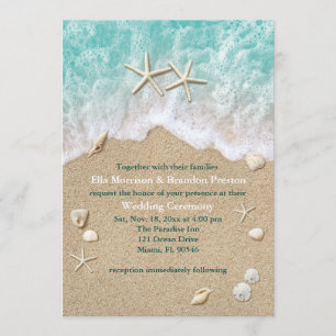 Vagues de plage et Faire-part de mariage Starfish
