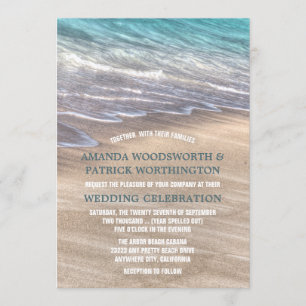 Vagues de plage vintage et invitations de mariage