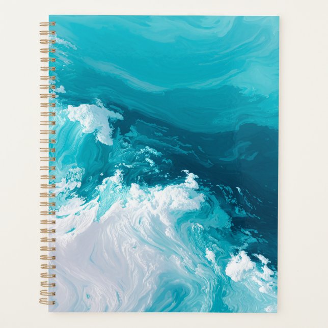 Vagues de turquoise tourbillonnantes Art de vague  (Devant)