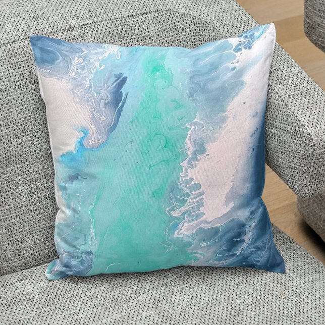 Vagues d'eau Abstraite bleue Jetant Oreiller Vibra (Créateur téléchargé)