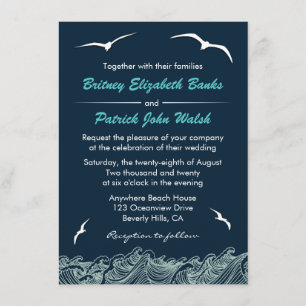Vagues et invitations nautiques de mariage de