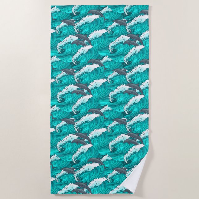 Vagues et serviette de plage Dolphins (Devant)