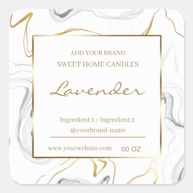 Vagues marbre et or ingrédients produits étiquette (Devant)