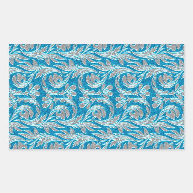 Vagues métalliques, Stickers Rectangle bleu-blanc (Devant)