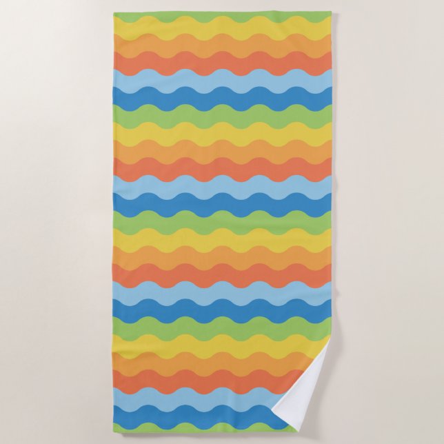 Vagues multicolores serviette de plage Motif (Devant)