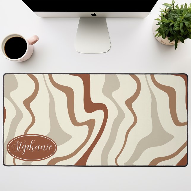Vagues rétro groovy marron, beige et crème (Créateur téléchargé)