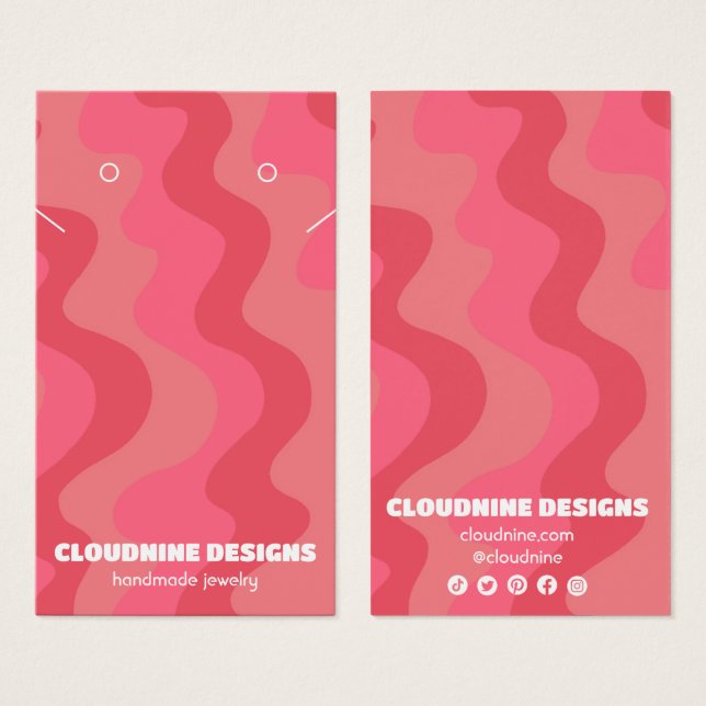 Vagues roses portant collier bijoux carte d'affich (Devant & derrière)