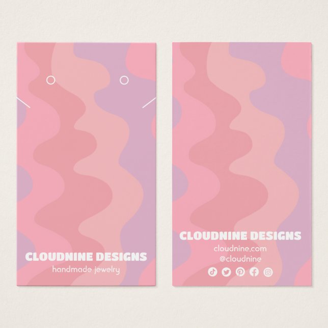 Vagues roses portant collier bijoux carte d'affich (Devant & derrière)