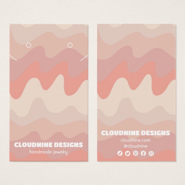 Vagues roses portant collier bijoux carte d'affich (Devant & derrière)