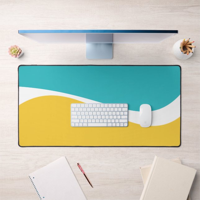 Vagues simples 2 en Turquoise, Jaune et Blanc (Bureau 1)