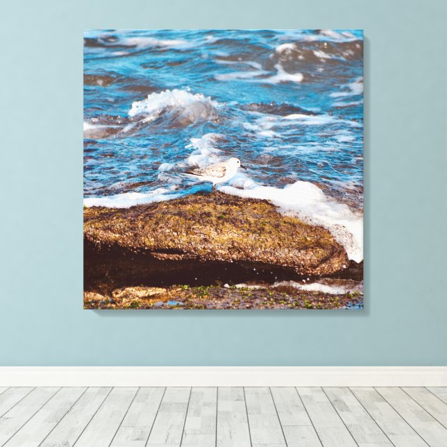 Vagues sur toile de rivage de côte rocheuse Océan  (Insitu (Plancher de Bois))