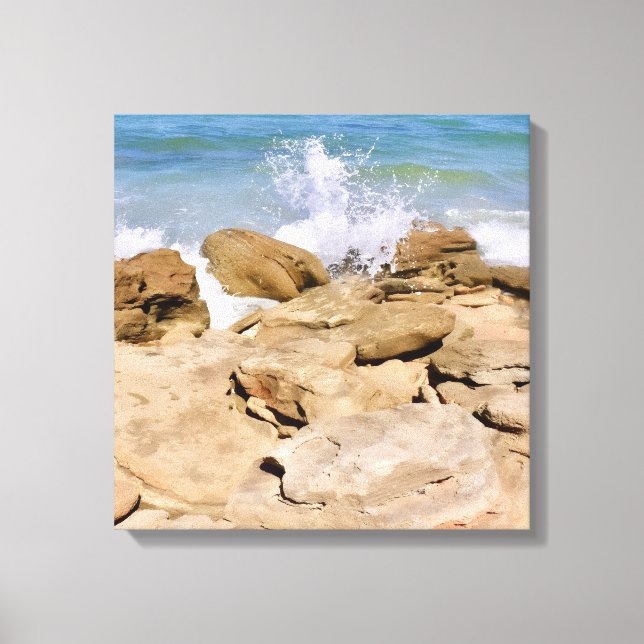 Vagues sur toile de rivage de côte rocheuse Océan  (Recto)