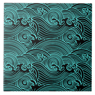 Vagues Turquoise Euclide Motif Carreaux en céramiq