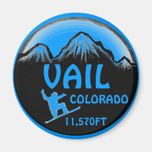 Vail Colorado bleu snowboard aimant