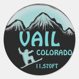 Vail Colorado gris bleu snowboard autocollants