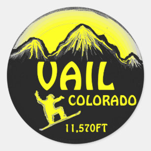 Vail Colorado jaune snowboard autocollants d'art